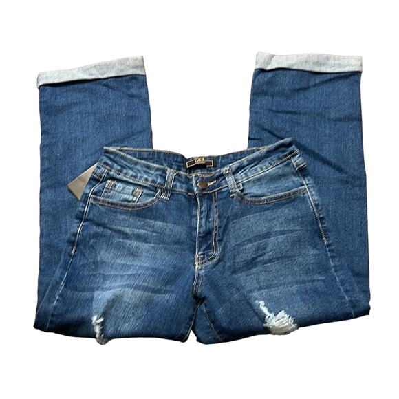 Lucky & Blessed Distressed Denim Capri Size 4 - Picture 2 of 9